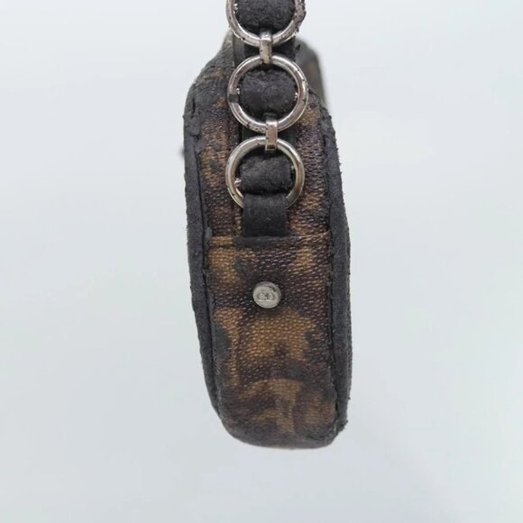 Christian Dior Trotter Canvas Trotter Romantic Pouch PVC Brown Silver Auth 93042 - Picture 6 of 15